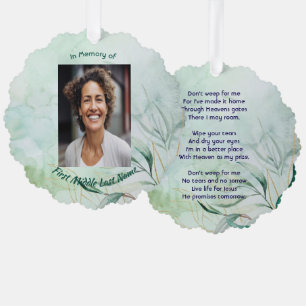 Carte Décorative Souvenir Mémorial Chrétien Feuillage Aquarelle