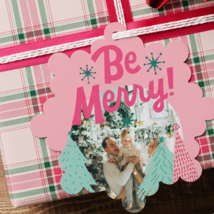 Carte Décorative Soyez Joyeux Pink Scribble Tree photo Arborée