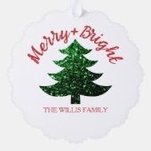 Carte Décorative Sparkly Merry bright Christmas tree Custom name (Verso)