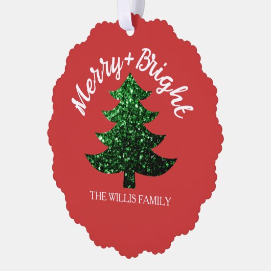 Carte Décorative Sparkly Merry bright Christmas tree Custom name (Gauche)