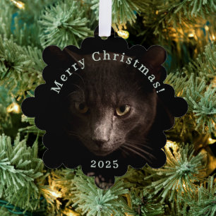Carte Décorative Tag de Noël de chat noir et