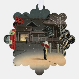 Carte Décorative Tsuchiya Koitsu - Neige au temple de Nezu