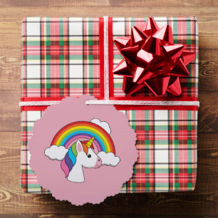 Carte Décorative Unicorne et arc-en-ciel avec nuages Kawaii