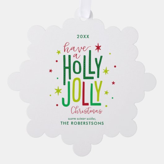 Carte Décorative Vacances de Noël Holly Jolly (Recto)