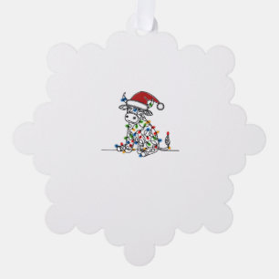 Carte Décorative Vache Père Noël - Lumières de Noël