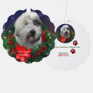 Carte Décorative Vieux anglais Sheepdog Cadeaux de Noël