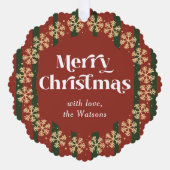 Carte Décorative Vintage Rouge Vert Plaid Motif famille Photo Noël (Recto)