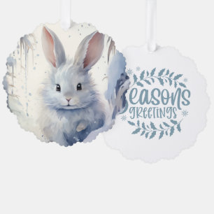 Carte Décorative Vœux de la saison Petit lapin dans la neige