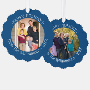 Carte Décorative Vos photos et votre nom Fête frontière bleue