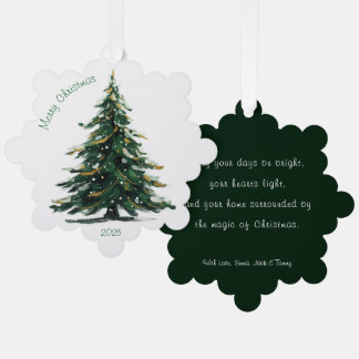 Carte Décorative Watercolor Green Christmas Tree Winter Holiday