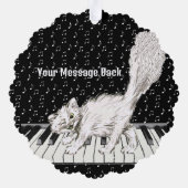 Carte Décorative Winking White Cat Walking on Piano Music Notes (Verso)