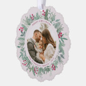 Carte Décorative Winter Christmas Wreath with Photo (Gauche)