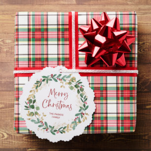 Carte Décorative Wreath moderne et script   Joyeux Noël