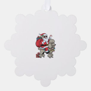 Carte Décorative Xmas Éclairage Père Noël équitation Standard Poodl