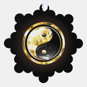 Carte Décorative Yin Yang or sur noir