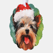 Carte Décorative Yorkshire Terrier peinture de Noël (Gauche)