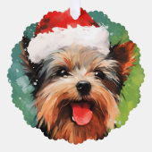 Carte Décorative Yorkshire Terrier peinture de Noël (Recto)