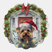 Carte Décorative Yorkshire Terrier Porte avant Noël (Recto)