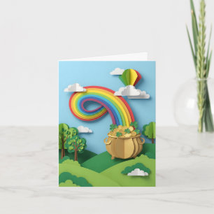 Carte Découpure de papier d'arc-en-ciel de pot d'or de l