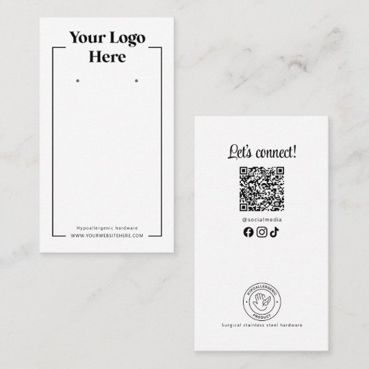 Carte d'écoute simple Logo en noir blanc (Devant / Derrière)