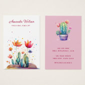 Carte d'écran d'oreille moderne Cactus aquarelle (Devant & derrière)