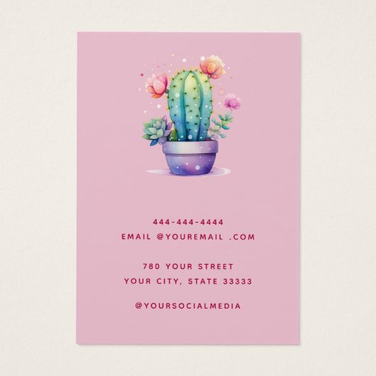 Carte d'écran d'oreille moderne Cactus aquarelle (Dos)