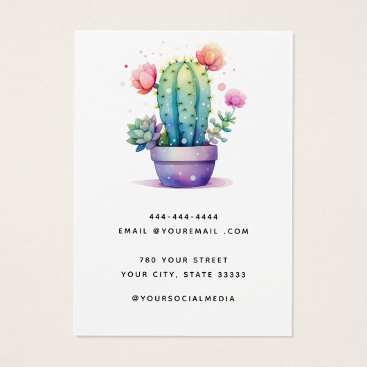 Carte d'écran d'oreille moderne Cactus aquarelle (Dos)