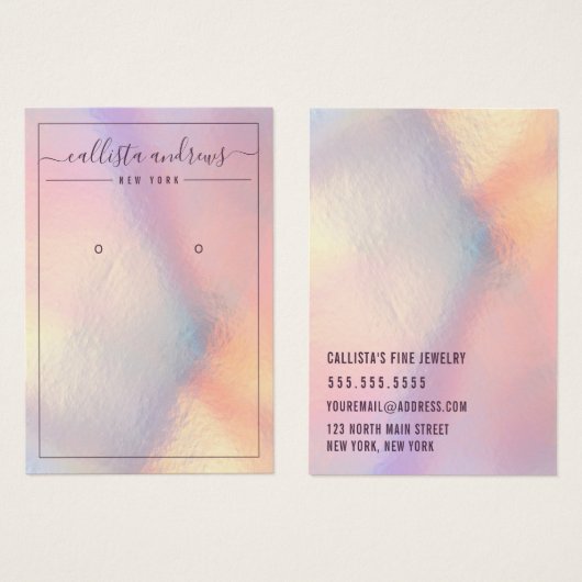 Carte d'écran d'oreille moderne Peach Iridescente (Devant & derrière)