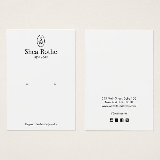 Carte d'écran d'oreille monographique blanc classi (Devant & derrière)