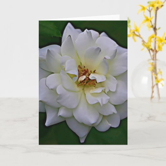 Carte d'écriture en fleurs de rose blanche John 1: (Fleur jaune)