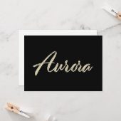 Carte d'écriture manuscrite en or blanc Aurora (Devant/Arrière en situation)