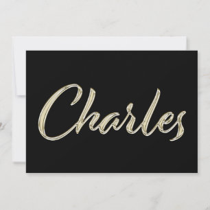 Carte d'écriture manuscrite en or blanc Charles