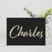 Carte d'écriture manuscrite en or blanc Charles (Debout devant)