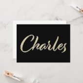 Carte d'écriture manuscrite en or blanc Charles (Devant/Arrière en situation)