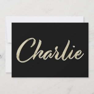 Carte d'écriture manuscrite en or blanc Charlie