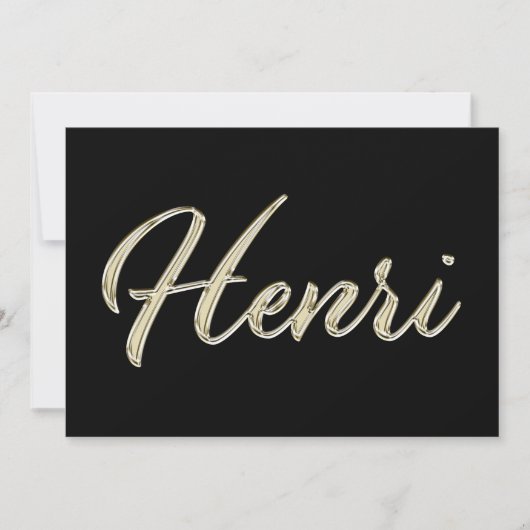 Carte d'écriture manuscrite en or blanc Henri (Devant)
