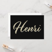 Carte d'écriture manuscrite en or blanc Henri (Devant/Arrière en situation)