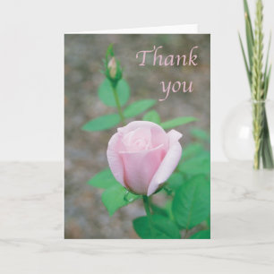 Carte d'écriture - Merci avec rose rose clair