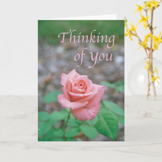 Carte d'écriture — "Penser à vous" avec rose (Fleur jaune)