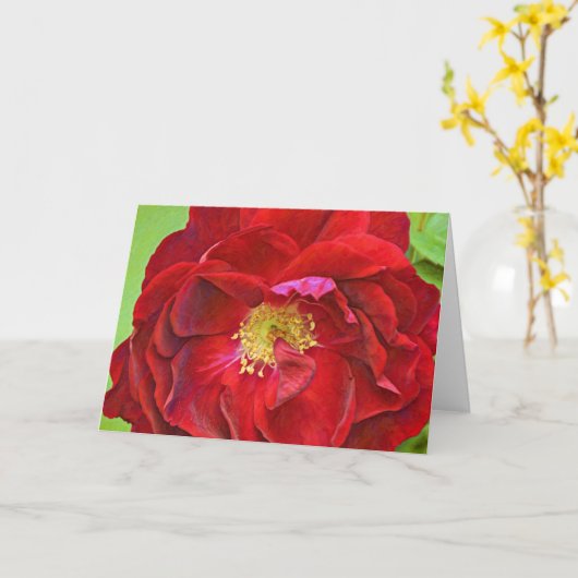 Carte Deep Red Rose Art (Fleur jaune)