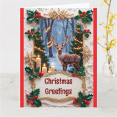 Carte Deer And Christmas Lights Greeting Card (Fleur jaune)