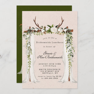 Carte Deer Antlers Canopy Bridesmaids Luncheon Invitatio