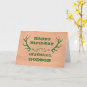Carte Deer Antlers Vintage Godson Anniversaire (Fleur jaune)