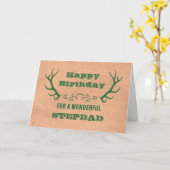 Carte Deer Antlers Vintage Stepdad Anniversaire (Fleur jaune)