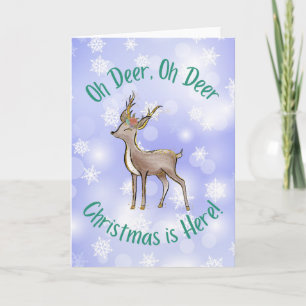 Carte Deer Christmas Card Oh Deer Christmas Here