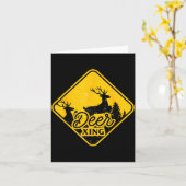 Carte Deer Crossing Sign Christmas Xing Reindeer Funny M (Fleur jaune)