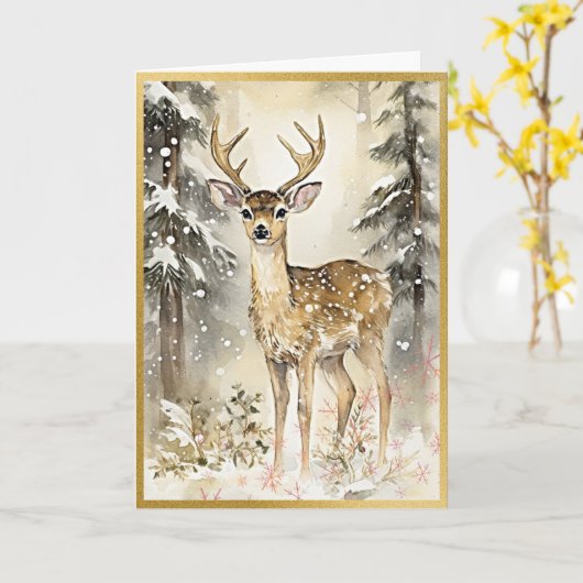 Carte Deer de bois opulent (Fleur jaune)
