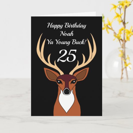 Carte Deer Hunter Funny Young Buck 25e anniversaire (Fleur jaune)