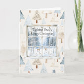 Carte Deer in Window Christmas Trees (Devant)