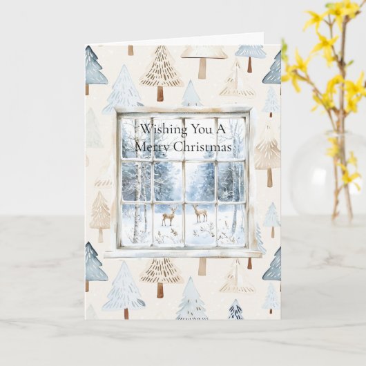 Carte Deer in Window Christmas Trees (Fleur jaune)
